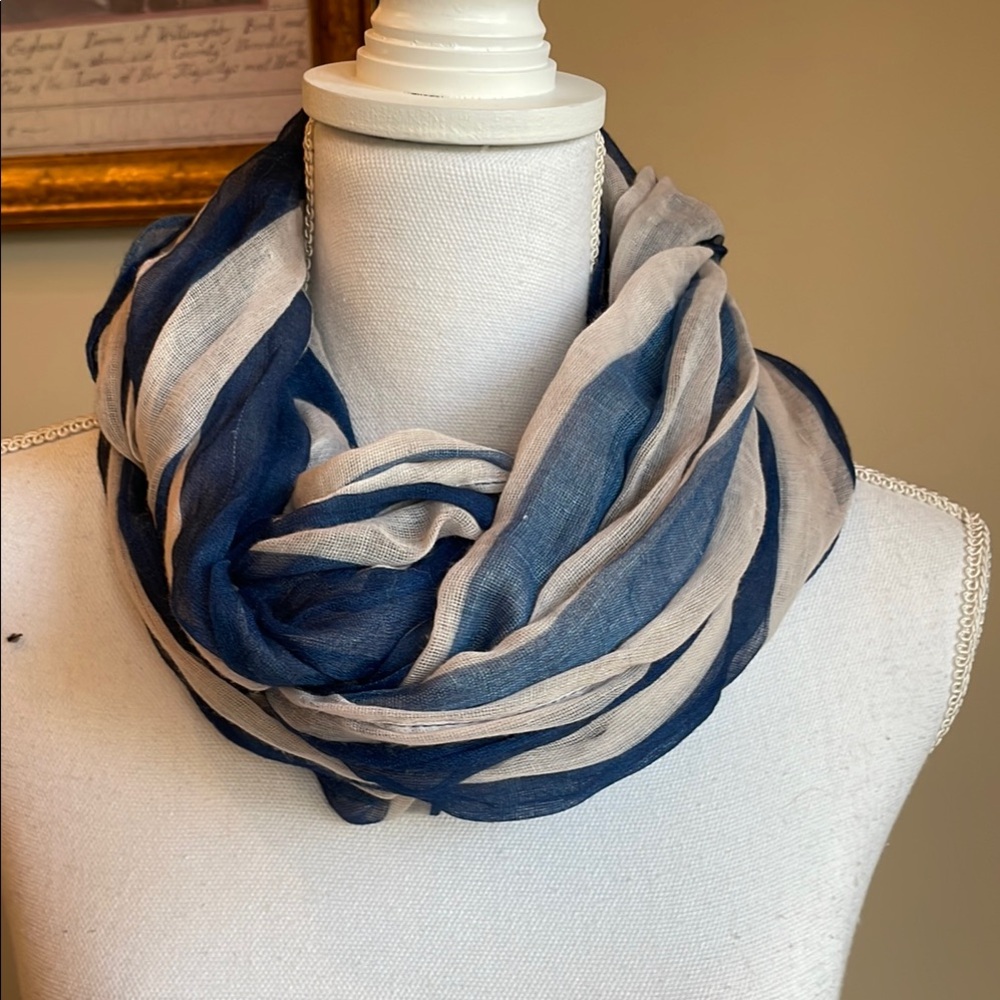 Blue and Pale Pink Striped Scarf